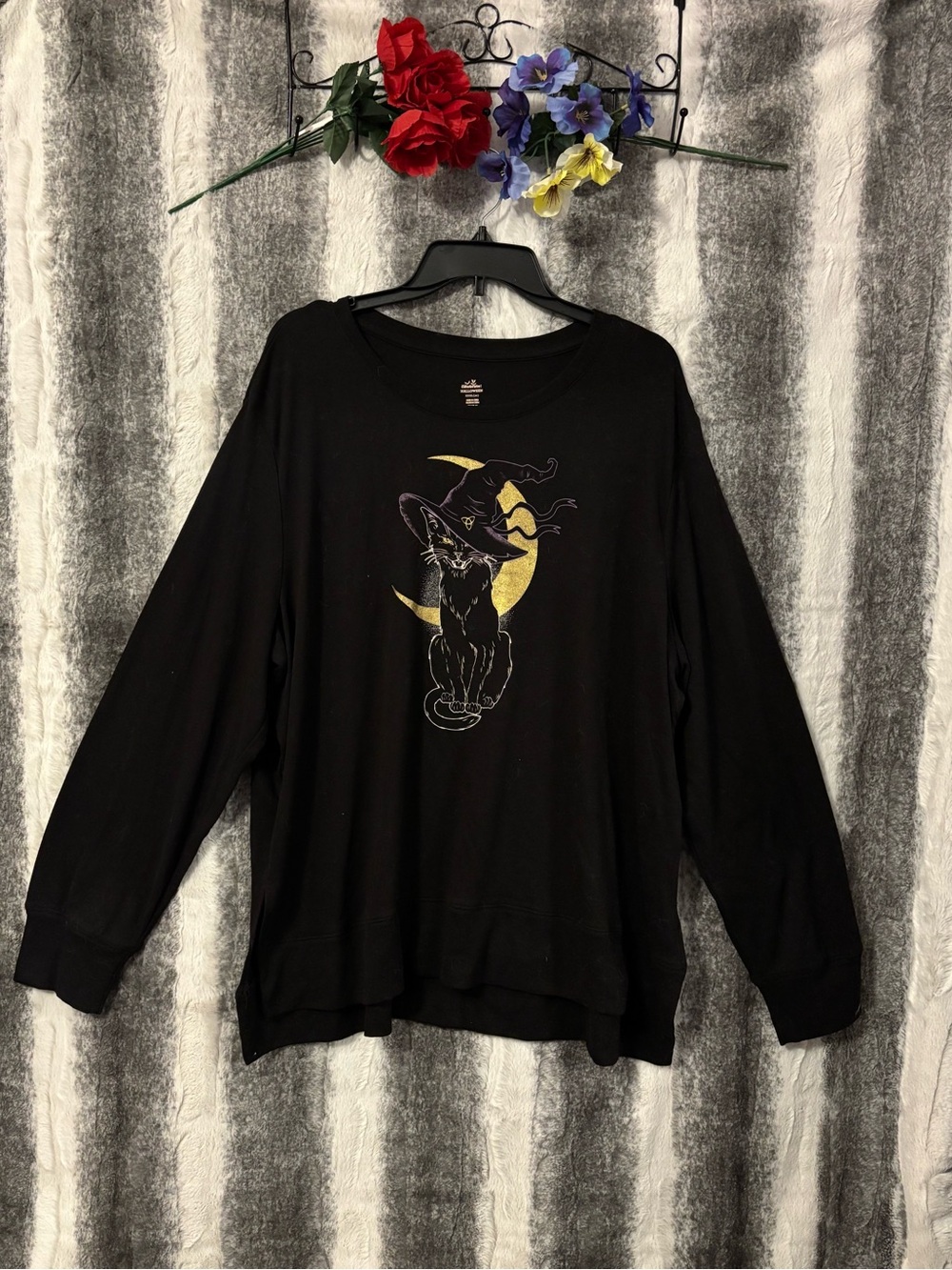 Black Long-Sleeve Graphic Cat Moon Top size XXXL (22)